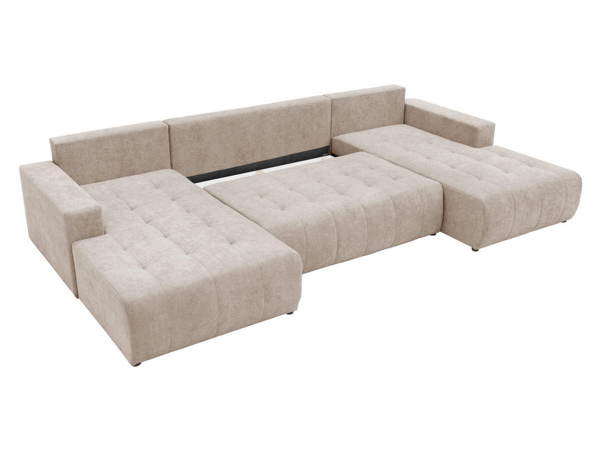 WOHNLANDSCHAFT Fabio U - Hellgrau/Schwarz, Holz/Kunststoff (346/88/188cm) - MIRJAN24