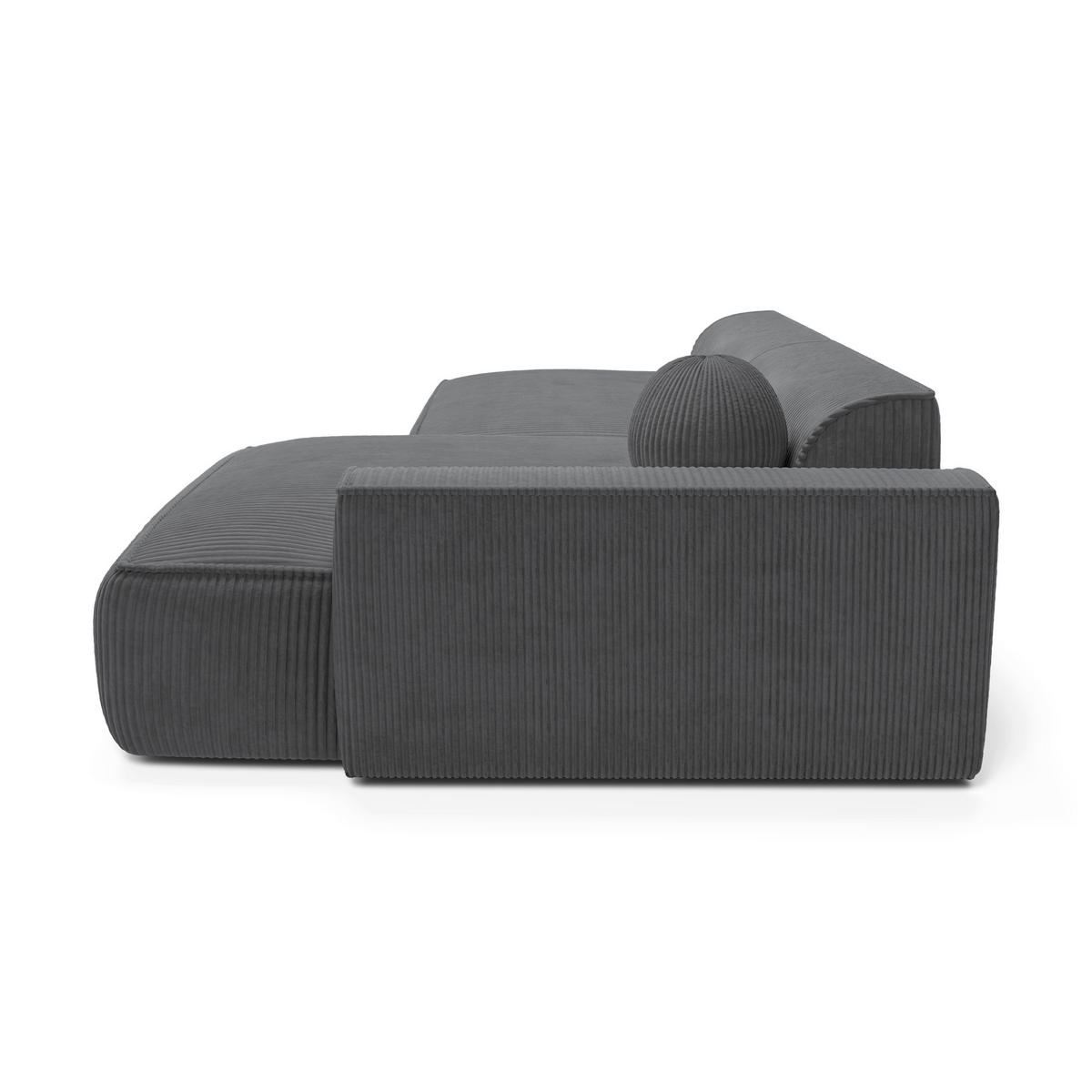 ECKSOFA RECHTS Gerippter Samt Anthrazitgrau 260cm - Dunkelgrau/Anthrazit, Textil (260/155cm) - Sia Home