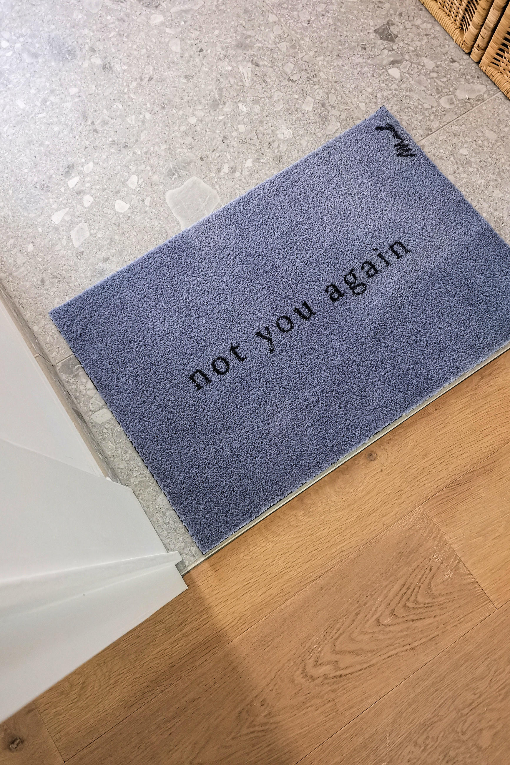 OUTDOOR FUßMATTE "Alex" mit Spruch "not you again" Blau 50 x 75 cm - Blau/Schwarz, Kunststoff/Textil (50/75cm) - MAD ABOUT MATS