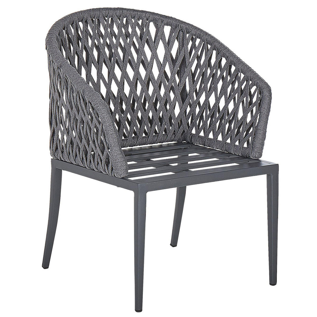 GARTENMÖBEL-SET 4-Sitzer Aluminium/Flechtseil grau Lipari - Grau, Metall - Beliani