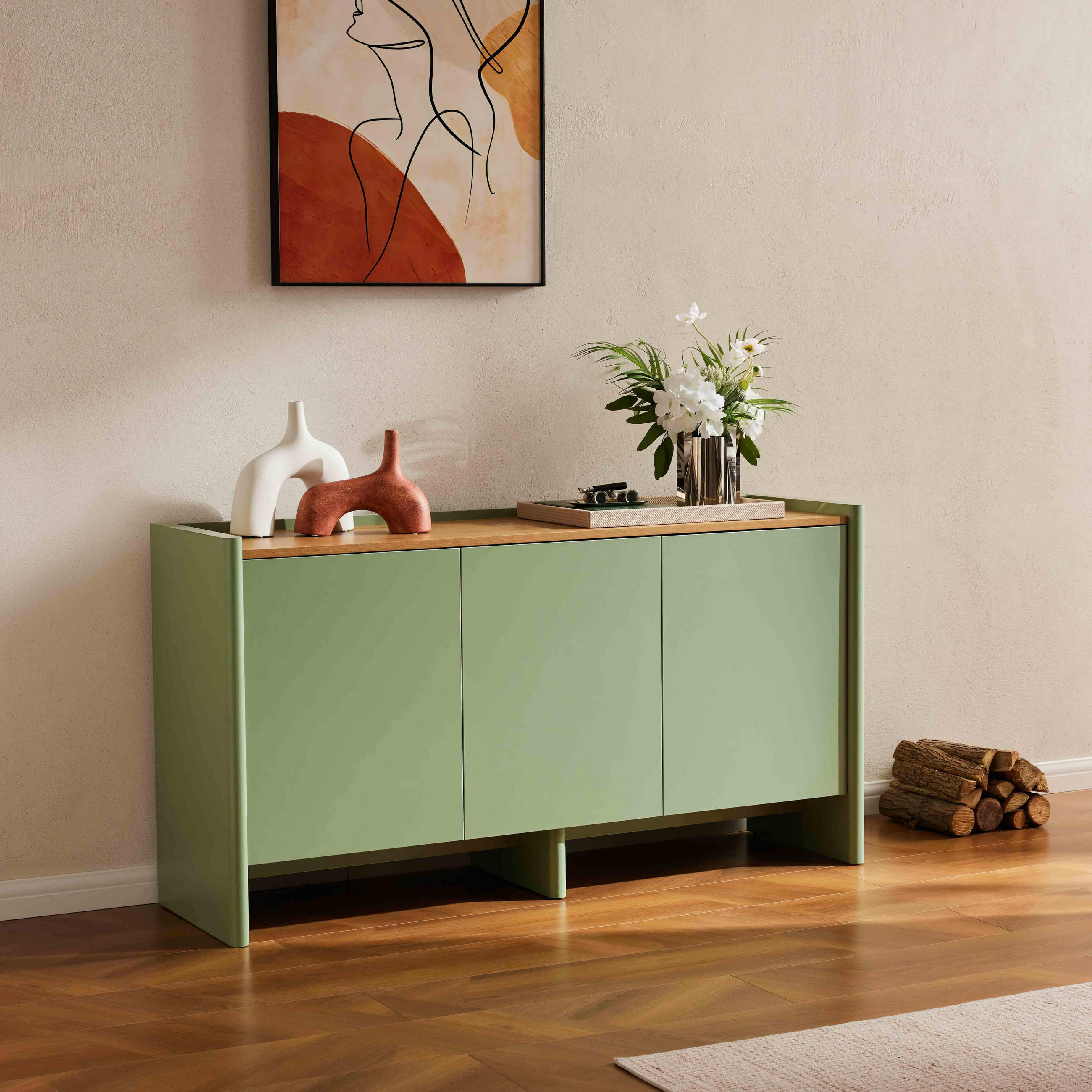 SIDEBOARD 140 cm, Ziegelrot - Orange, Holz (40/75/140cm) - Oviala