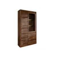 VITRINE Sheesham 109x40x202 rot-braun gebeizt TORONTO #111 - Dunkelbraun, Holz (109/202/40cm) - Massivmoebel24