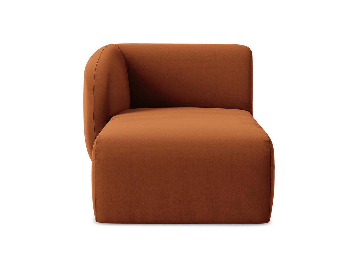 SOFAELEMENT Links Samt Stoff Orange - Terra cotta/Schwarz, Holzwerkstoff/Kunststoff (91/75/166cm) - Makamii