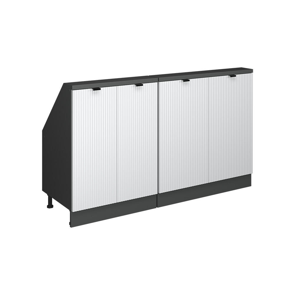 Vicco KUCHYŇSKÁ SKŘÍŇKA POD ŠIKMOU STŘECHU R-Line Bílé zvlnění 140 cm Sada 2 kusů