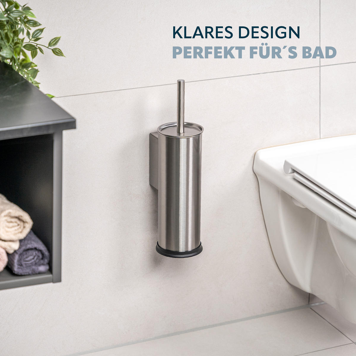WC-GARNITUR inkl. Wandhalterung, Edelstahl - Edelstahlfarben, Metall (10/39/13.5cm) - bremermann