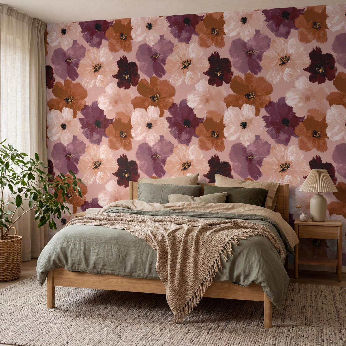 TAPETE - Blumen - Abstrakt - Erdtöne - 400x300 cm - Multicolor, Papier (400/300cm) - OnlyWow