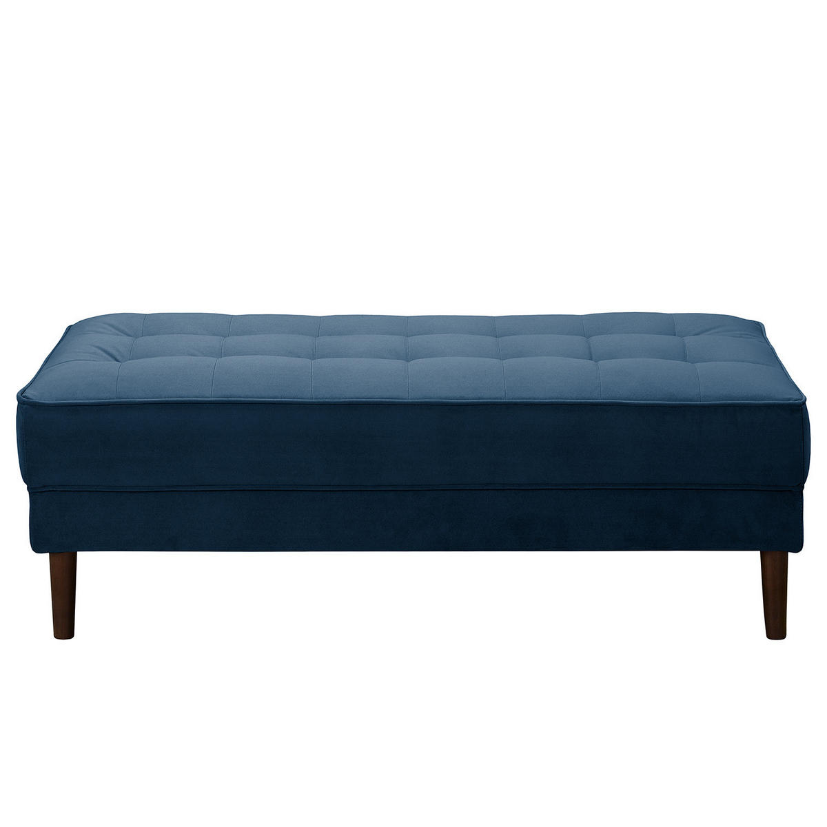 HOCKERBANK - Samt - Dunkelblau, Birkenholz/Textil (124/43/69cm) - home24