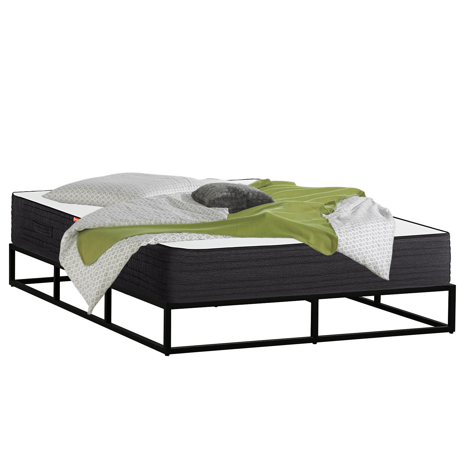 METALLBETT - Schwarz, Metall (140/200cm) - home24