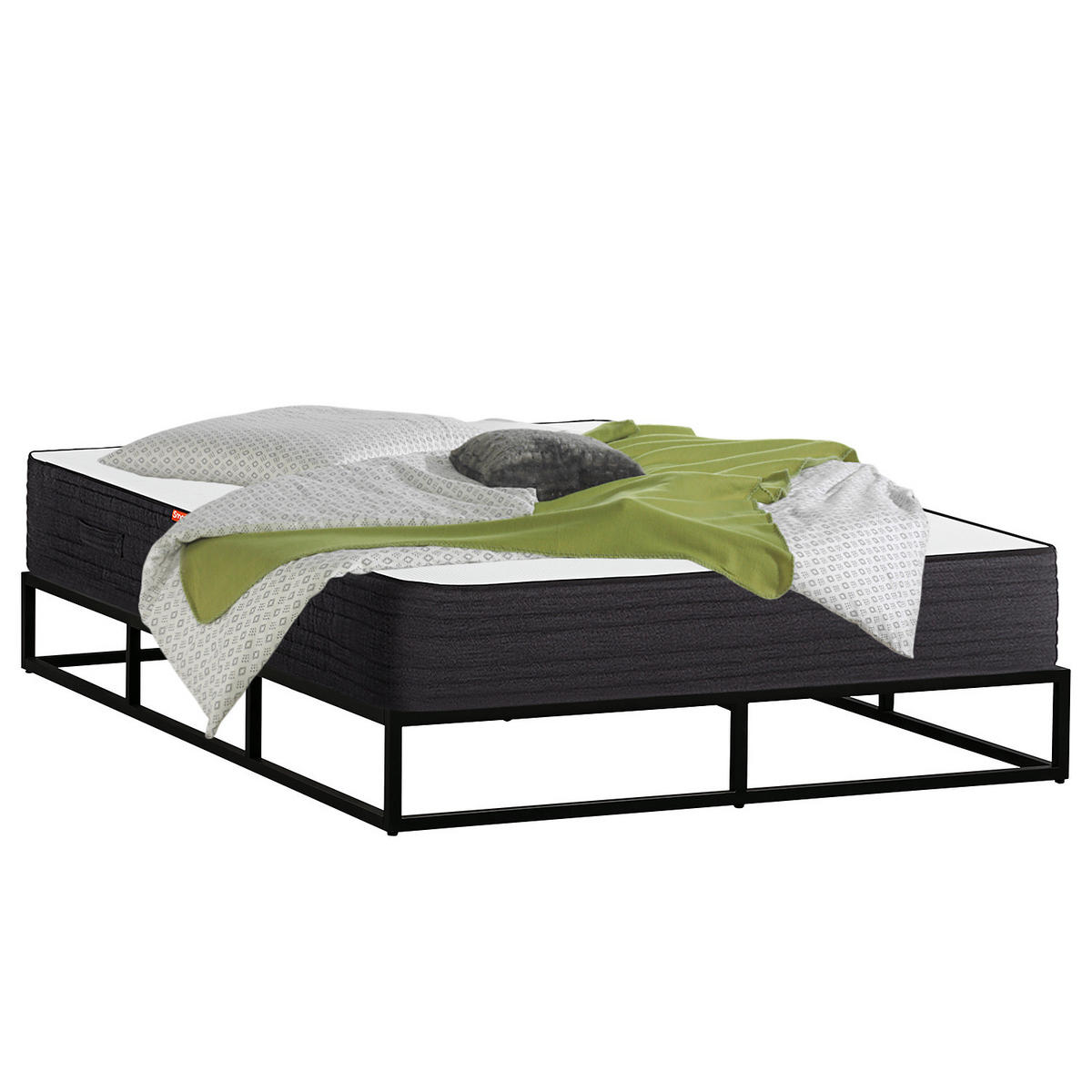 METALLBETT - Schwarz, Metall (140/200cm) - home24