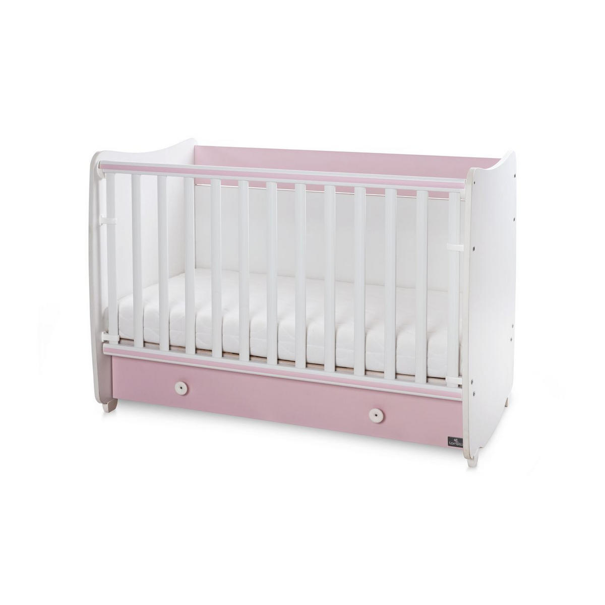 BABYBETT Dream NEW pink 140 x 70 cm, Schaukelbett, Schreibtisch, Schublade, Hubgitter - Rosa, Holzwerkstoff (70/140cm) - Lorelli