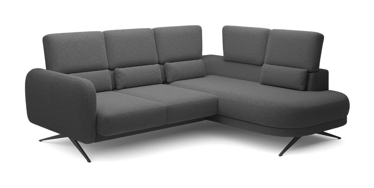 ECKSOFA ILUSIO L 250x205cm, Schlaffunktion, Dunkelgrau, Rechts - Dunkelgrau, Holz/Textil (248/205cm) - DomoHome
