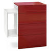 NACHTTISCH Queens Front in Bordeaux Hochglanz - Bordeaux, Holzwerkstoff (60/63/36cm) - Vladon