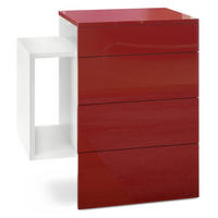 NACHTTISCH Queens Front in Bordeaux Hochglanz - Bordeaux, Holzwerkstoff (60/63/36cm) - Vladon