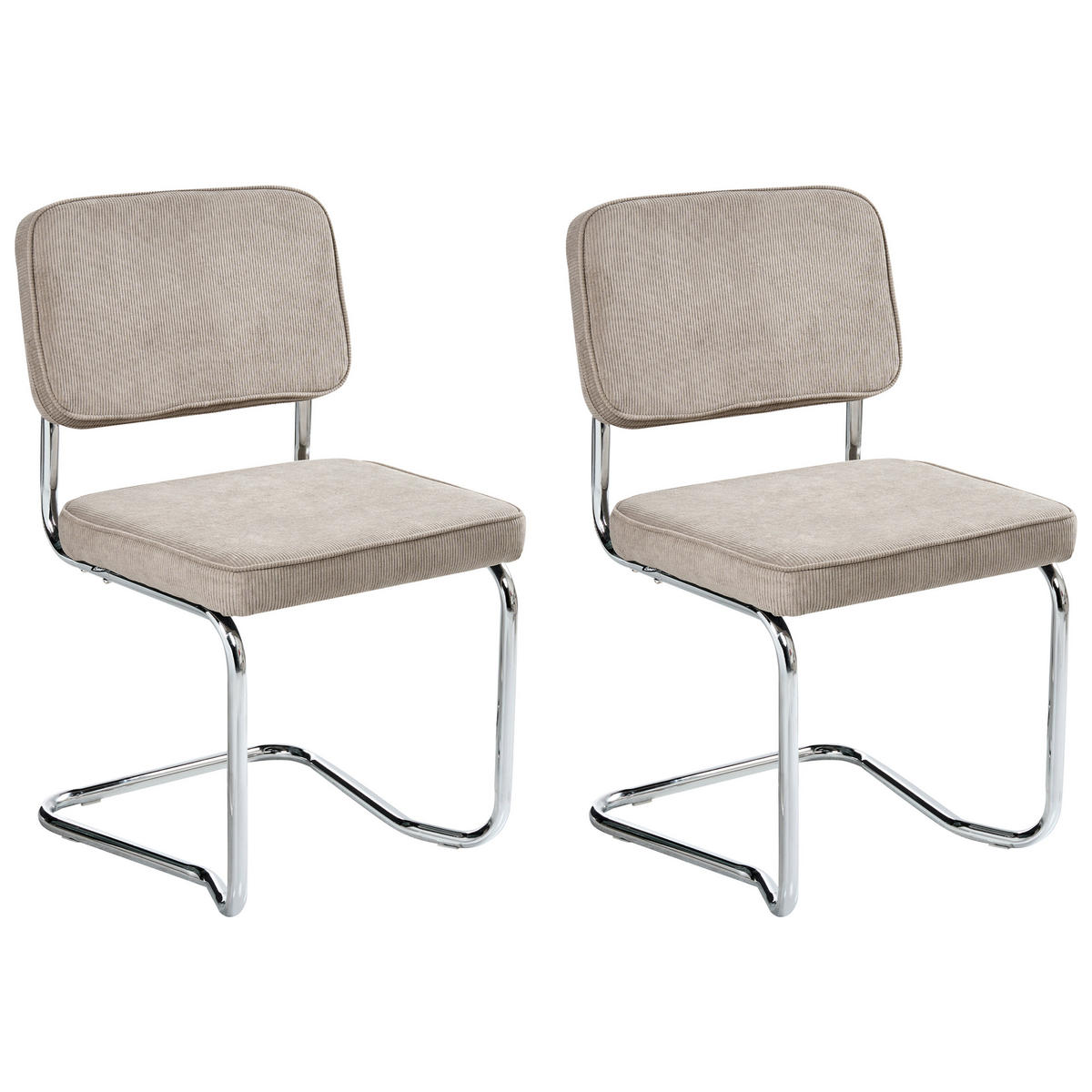 ESSZIMMERSTUHL 2er-Set Taupe Irwin - Taupe/Silberfarben, Textil (50/85/53cm) - Beliani