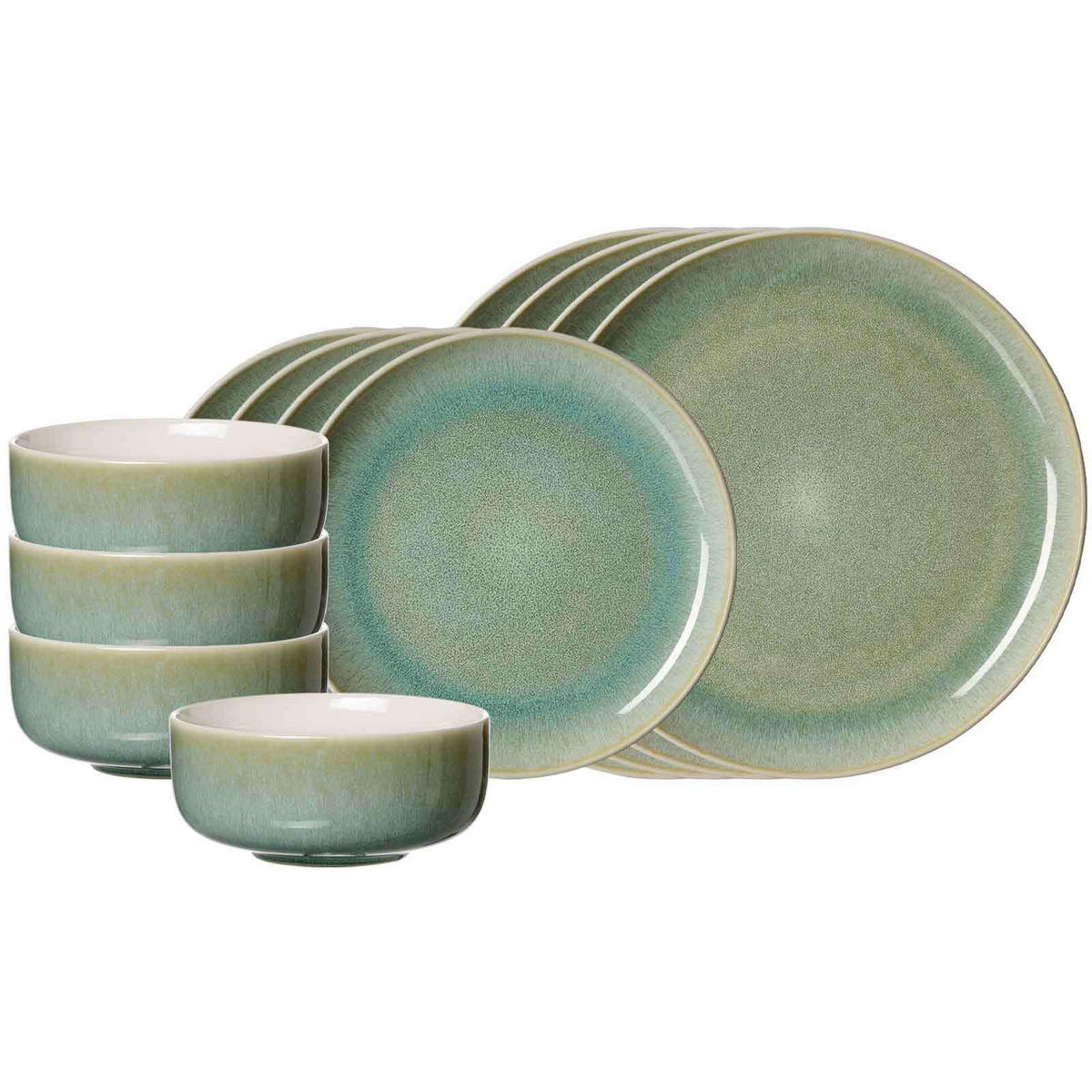 BASIC-SET Borneo grün 12er Set - Grün, Keramik (1/1/1cm) - Ritzenhoff Breker