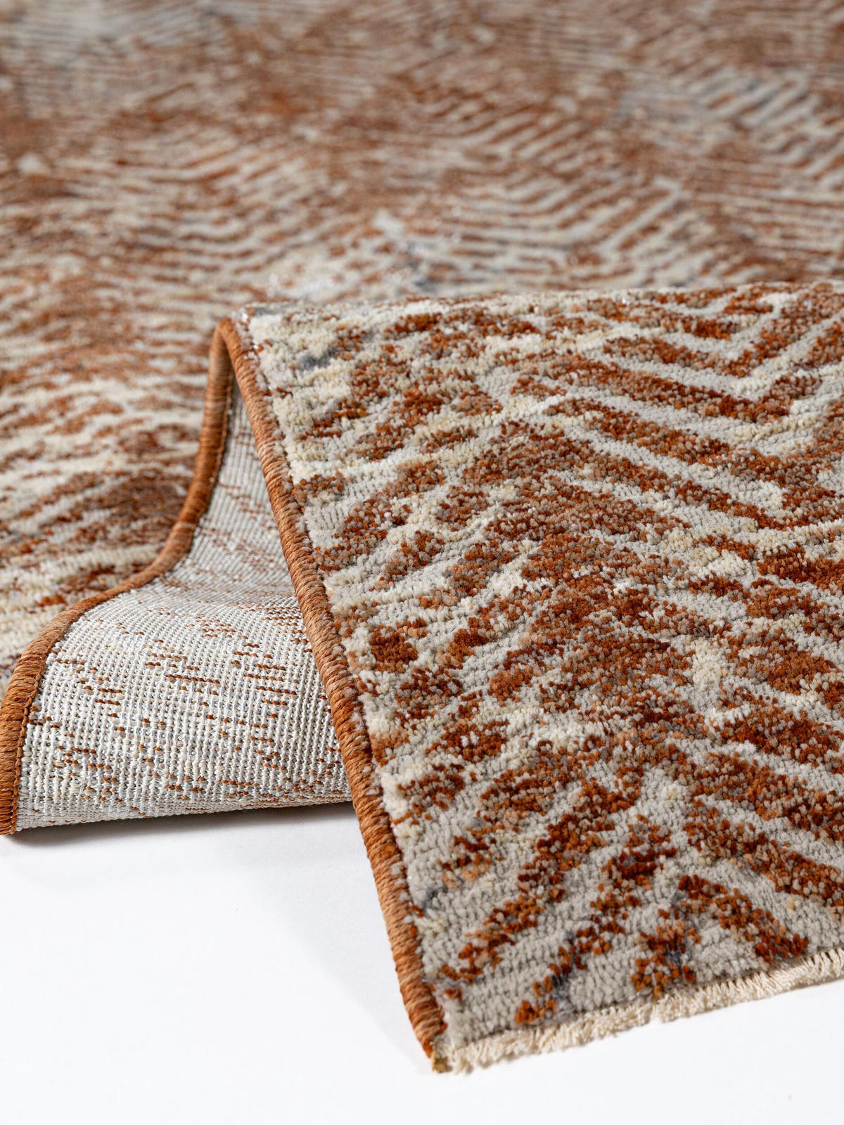 KURZFLORTEPPICH CROAL, Chevron, Natur-Terrakotta, 160 x 230 cm - Beige, Textil (160/230cm) - KADIMA DESIGN