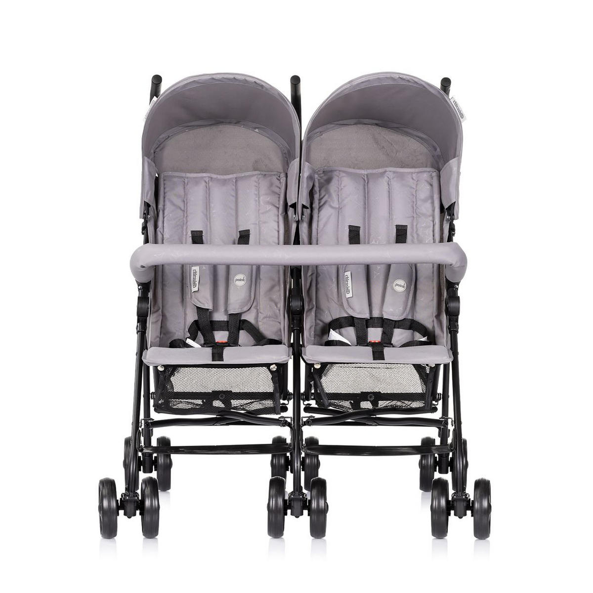 ZWILLINGSWAGEN Double Point grau klappbar Korb Sonnendach Frontbügel - Grau, Metall (64/87/99cm) - Chipolino