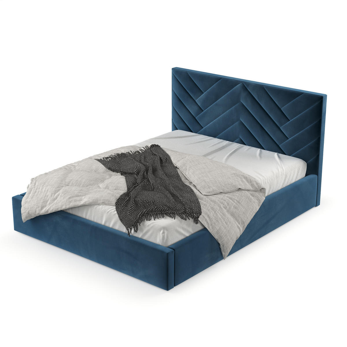 POLSTERBETT Arco 160/200 cm Dunkelblau im Kronos Stoff - Schwarz/Naturfarben, Holz/Holzwerkstoff (160/200cm) - AltaBeds