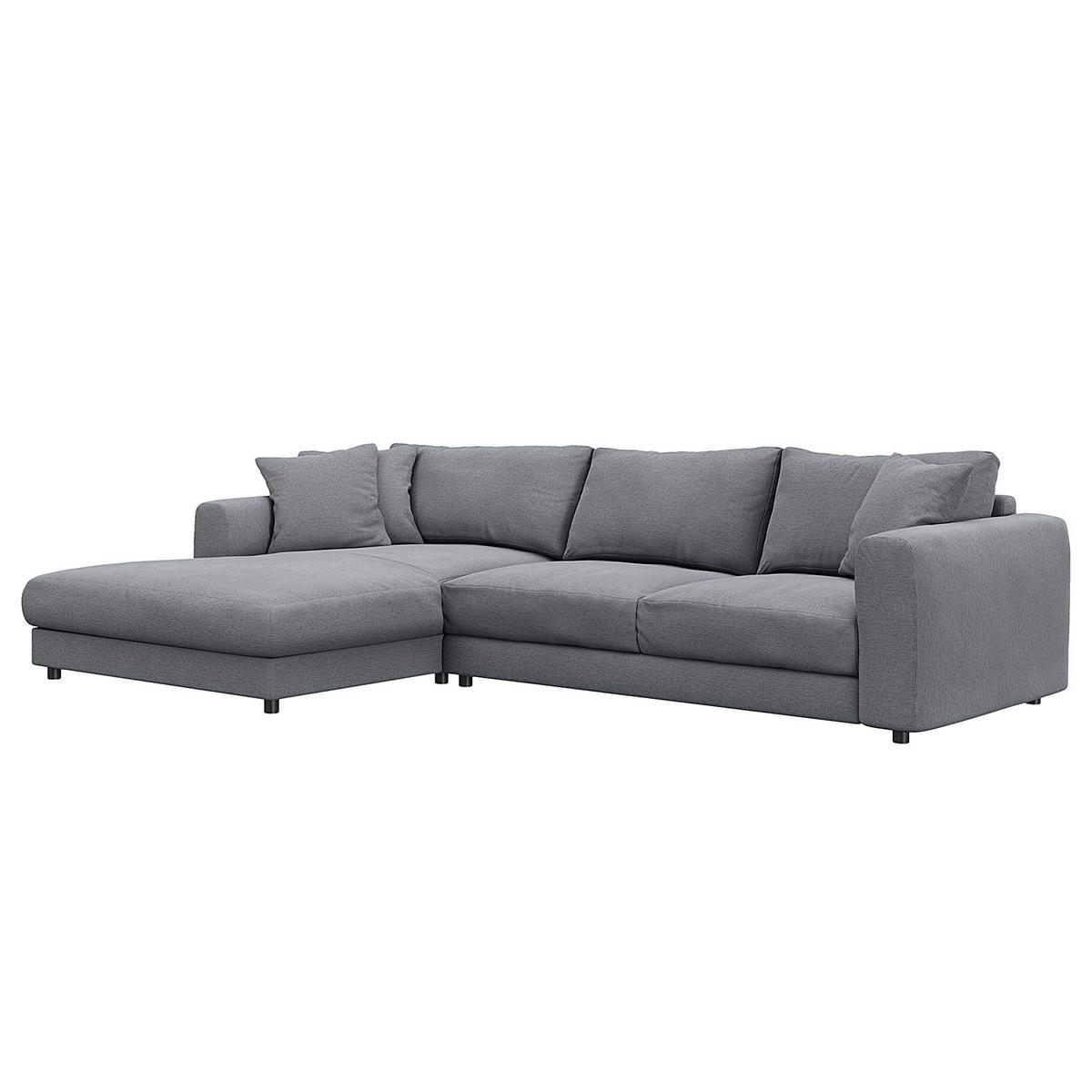 ECKSOFA mit Longchair - Schwarz/Grau, Kunststoff/Textil (286/183cm) - home24