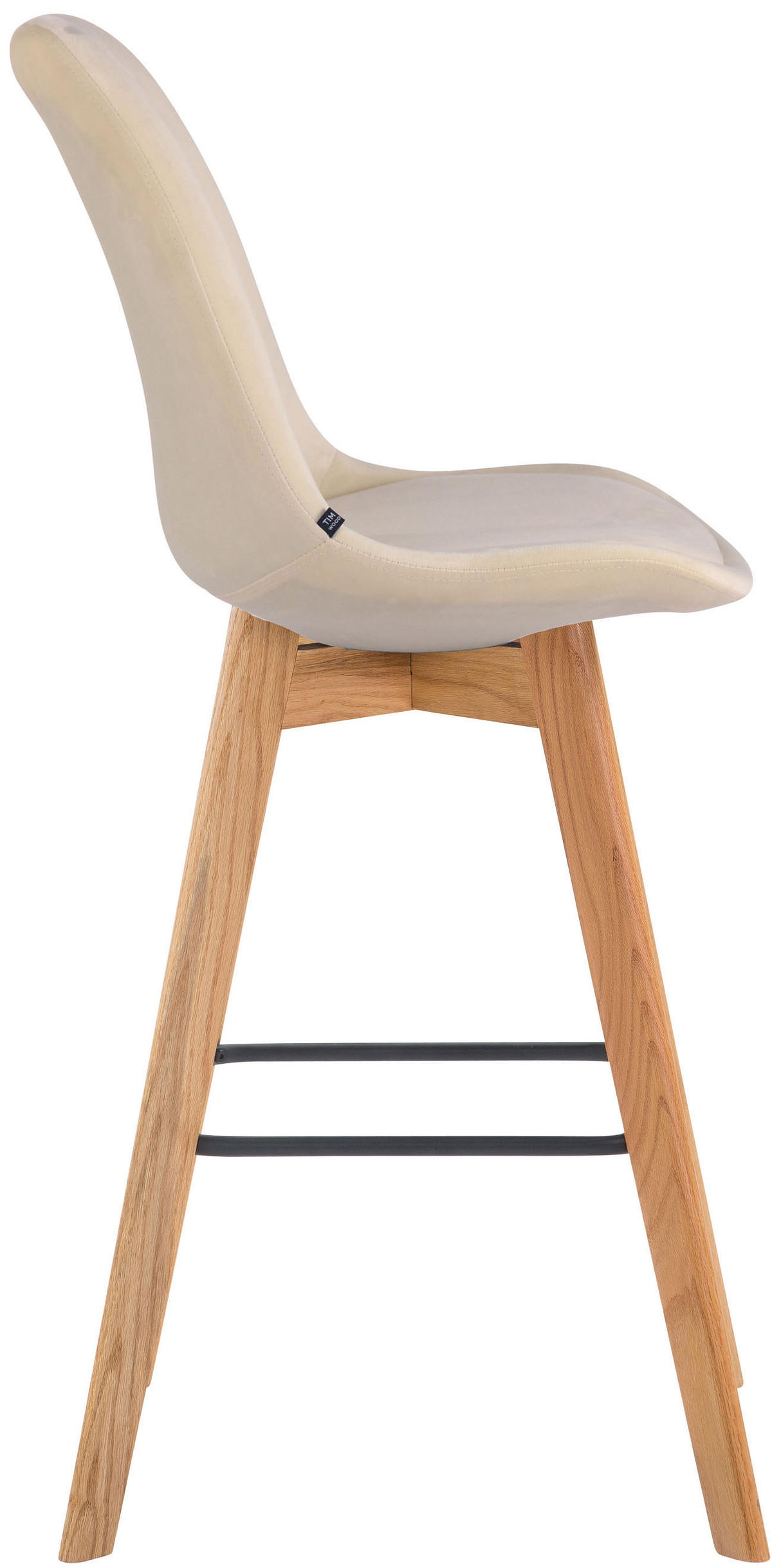 BARHOCKER Samt creme - Eukalyptusholzfarben/Creme, Holz/Textil (48/112/56cm) - CLP