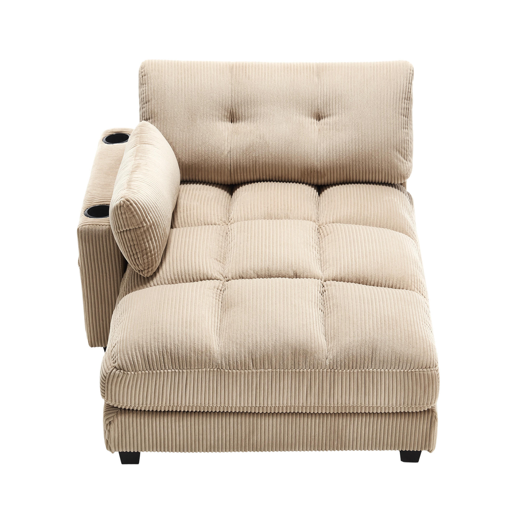 SOFABETT 140/112/81 cm Khaki - Taupe, Textil (112/81/140cm)