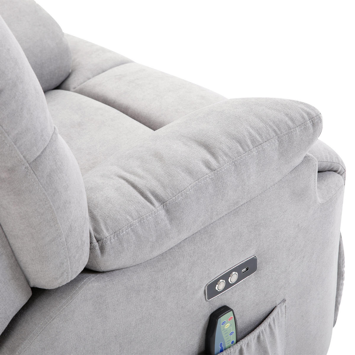 MASSAGESESSEL mit Aufstehhilfe Relaxsessel Fernsehsessel mit Wärmefunktion Grau - Grau, Kunststoff (95/105/83cm) - HOMCOM