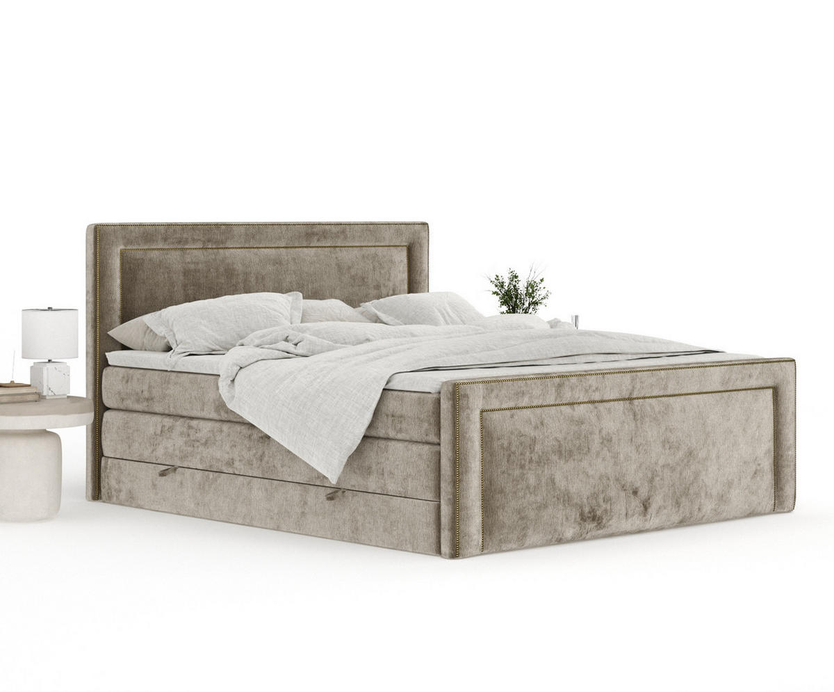 BOXSPRINGBETT Luxora Beige 140/200 cm - Beige/Schwarz, Holz/Holzwerkstoff (140/200cm) - Maison de Reve
