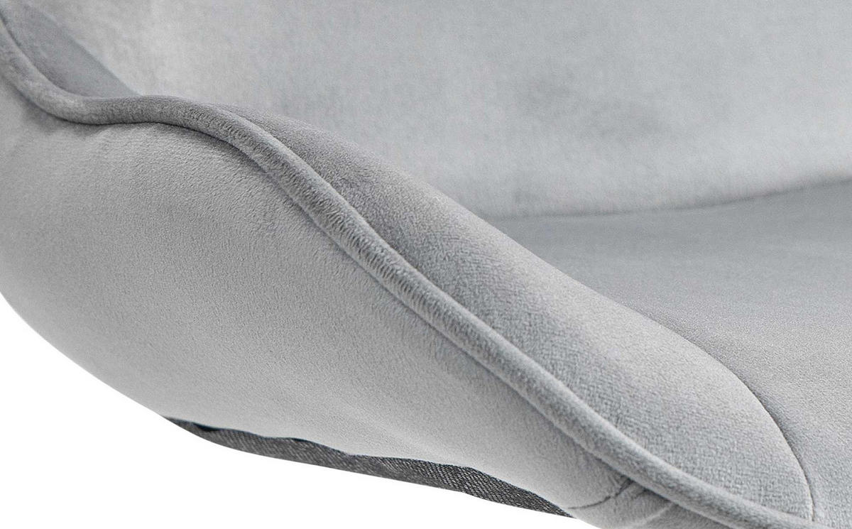 BARHOCKER 2er Set Samt grau - Weiß/Grau, Textil/Metall (49/85/51cm) - CLP