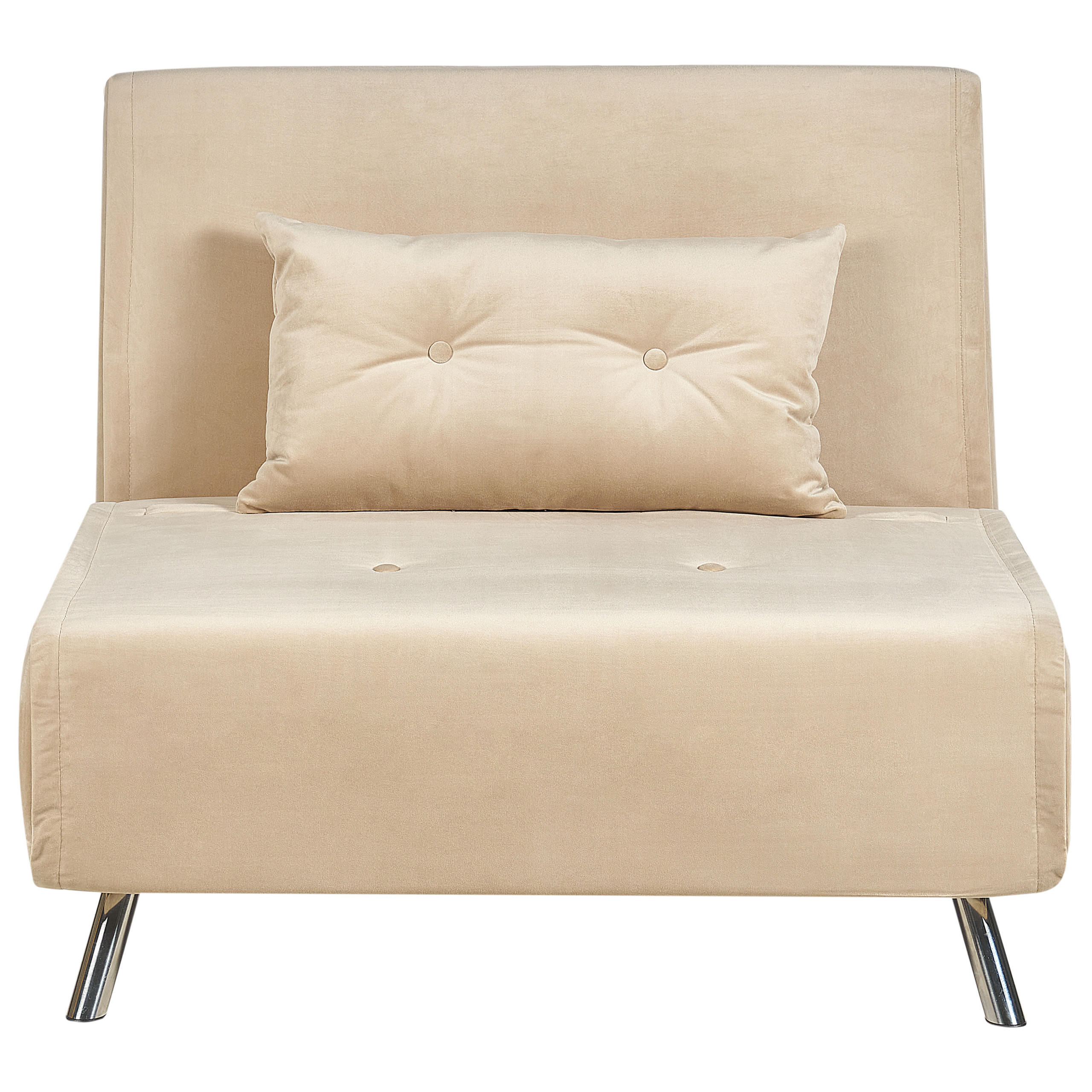 1-SITZER-SCHLAFSOFA Samtstoff Sandbeige Farris - Beige, Textil (100/89/191cm) - Beliani