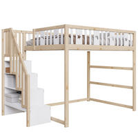 HOCHBETT 140/200 cm aus Massivholz mit Treppe, Natur/Weiß - Naturfarben, Holz (140/200cm) - OKMYHOME
