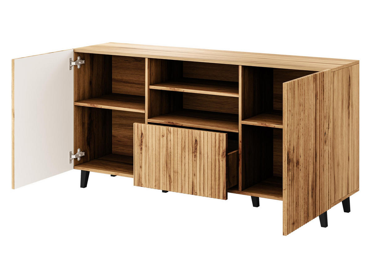 KOMMODE Vamos 150 - Schwarz/Braun, Holzwerkstoff/Kunststoff (151/83/42cm) - MIRJAN24