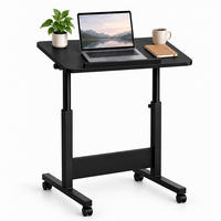 MASĂ negru reglabilă pe înălțime 60x40 cm - negru, material plastic/compozit lemnos (40/60/90cm) - Relaxdays