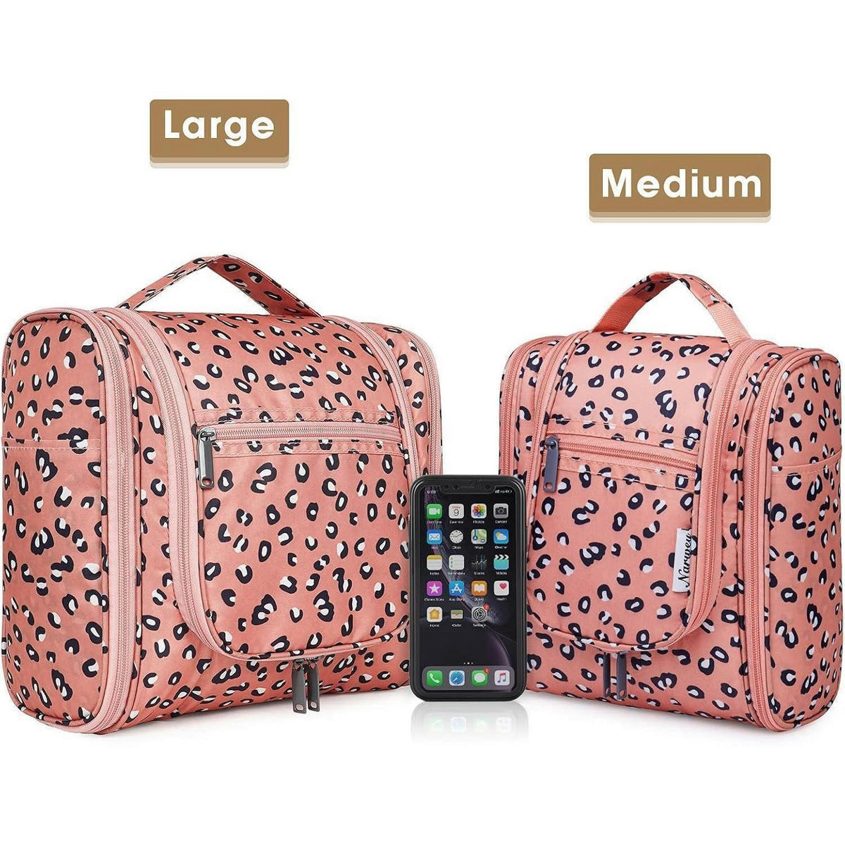 KULTURTASCHE zum Aufhängen mit Leopardenmuster, mittel - Multicolor, Textil (5/1/5cm)