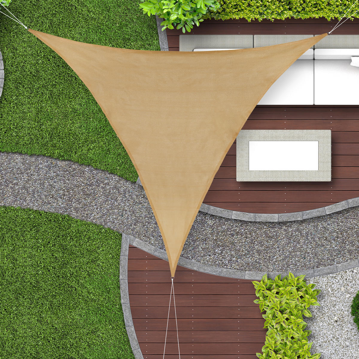 SONNENSEGEL - Beige, Kunststoff/Metall (163/200cm) - Relaxdays