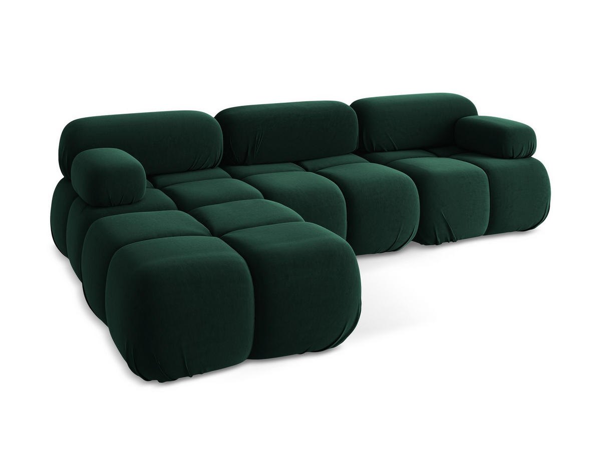 ECKSOFA Beidseitig Samt Stoff Grün - Blau/Dunkelgrün, Kunststoff/Textil (285/191cm) - Makamii