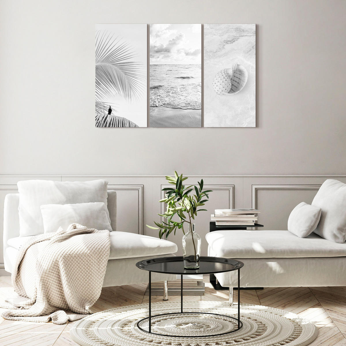 LEINWANDBILD Strand 3-tlg. 135x90 cm - Multicolor, Holz (135/90cm) - LUMASOUL