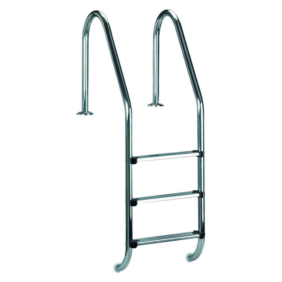 POOLLEITER 3-stufig aus Edelstahl für Einbaupools - Silberfarben, Metall (72/160/9cm) - Swim & Fun 