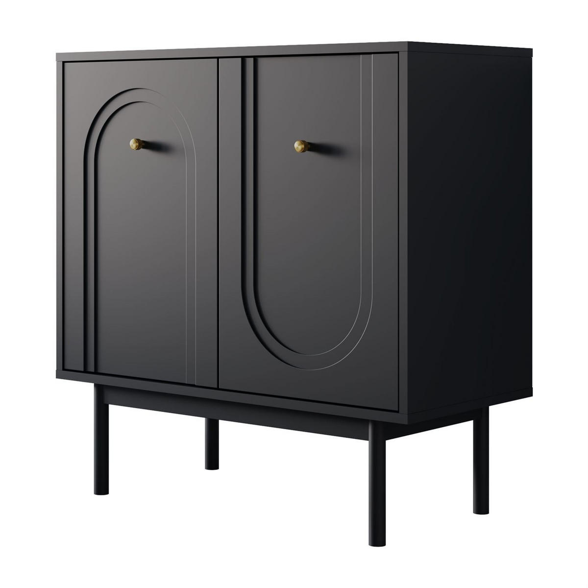 KOMMODE LIBERTY 2D auf Holzbeinen schwarz - Schwarz, Holzwerkstoff (79/82/39cm) - Lookway
