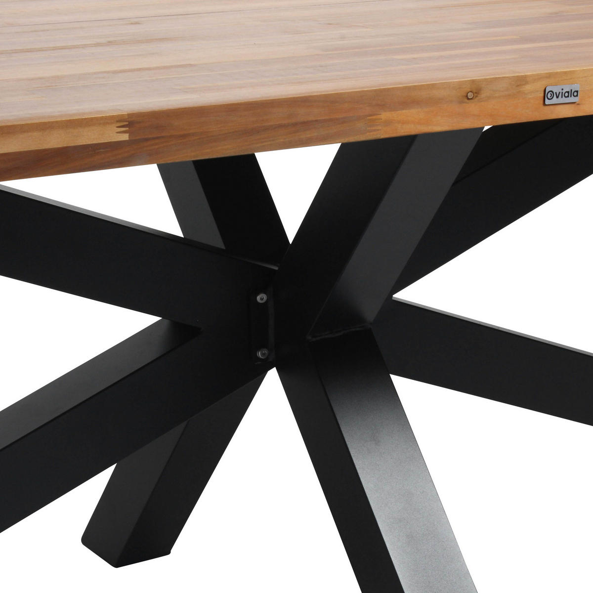GARTENTISCH , Holz und Grau - Eichefarben/Grau, Holz/Metall (95/200/75cm) - Oviala