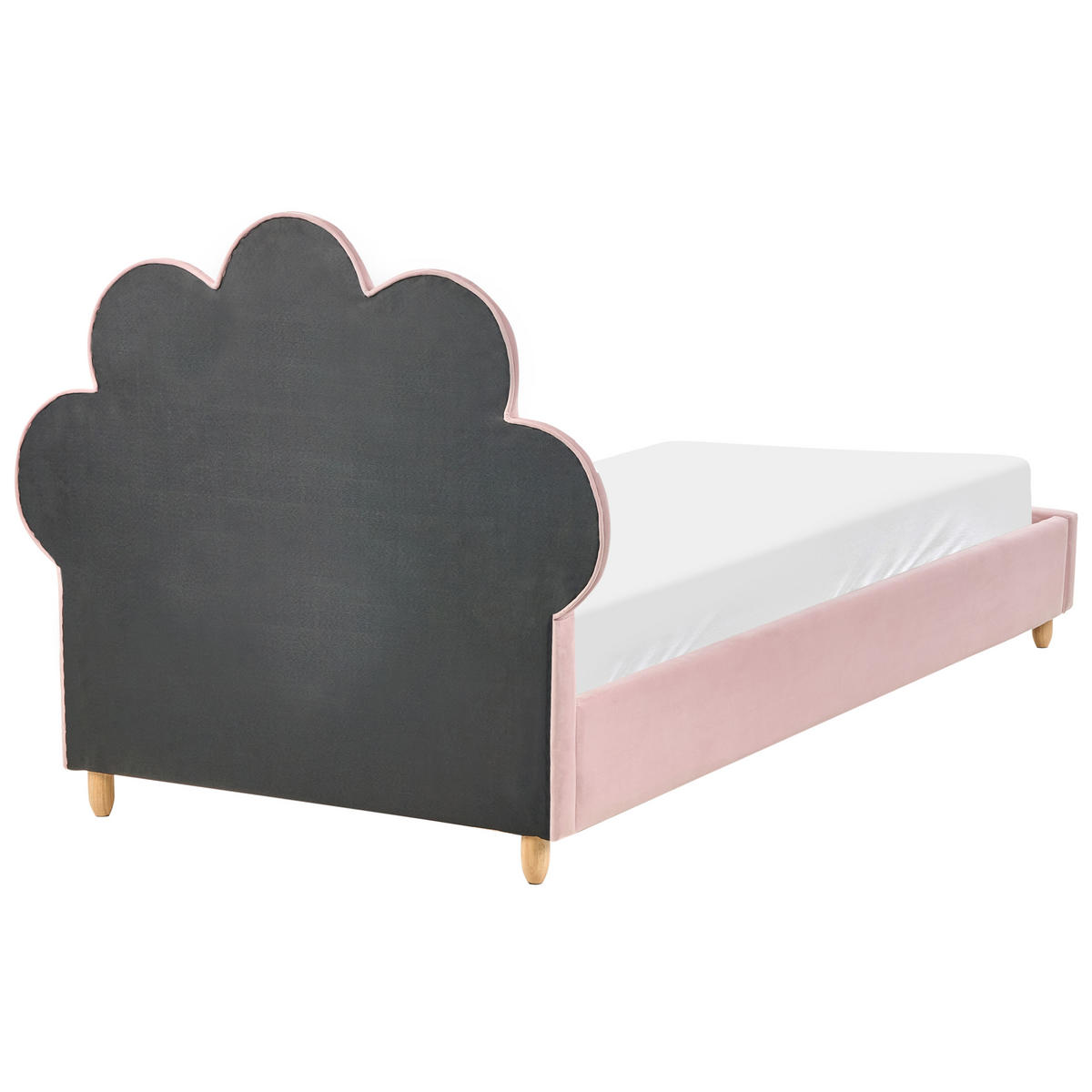DĚTSKÁ POSTEL Mušle Sametová látka 90/200 cm Růžová Neulise - světle hnědá, textil (90/200cm) - Beliani