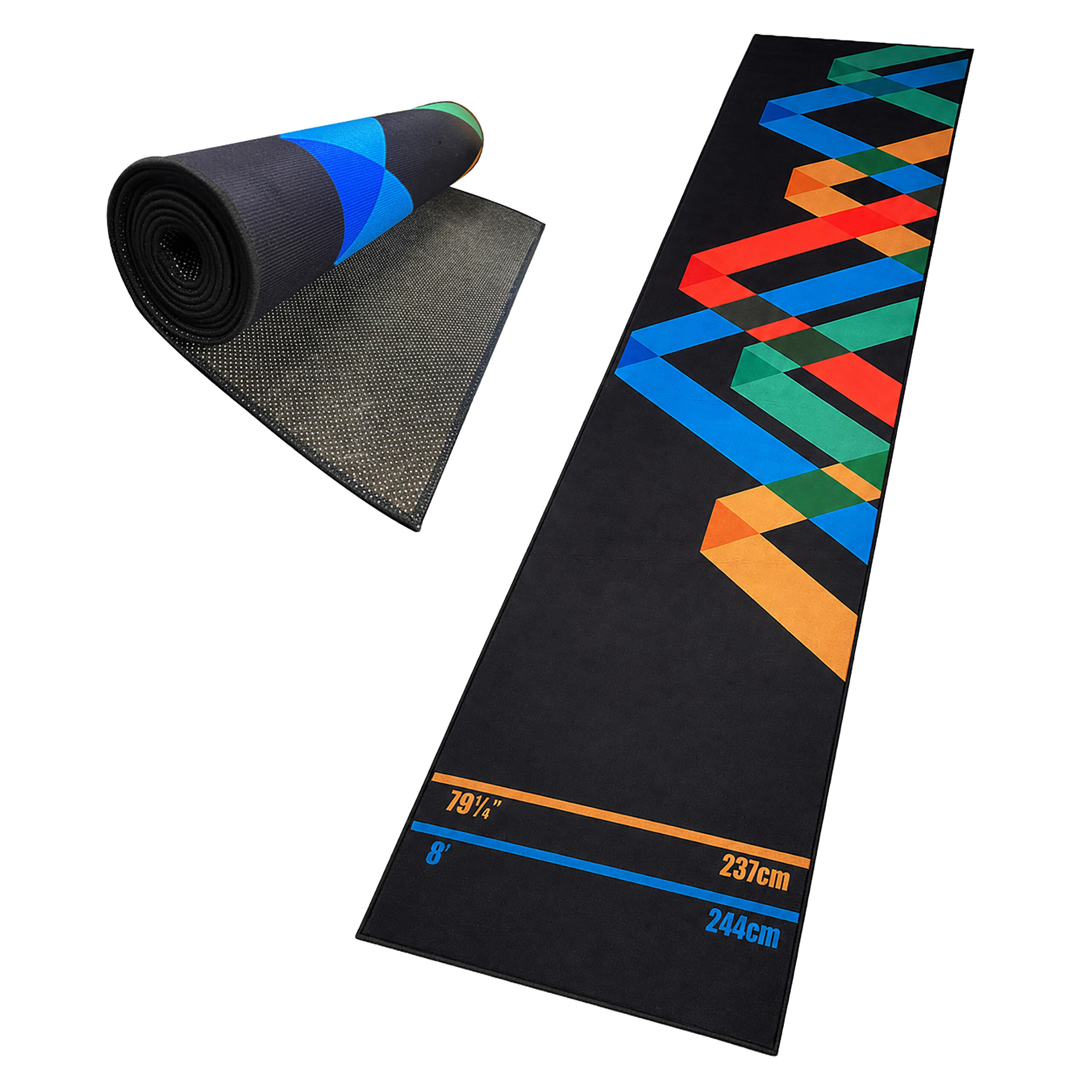 DARTTEPPICH Mehrfarbig mit Abwurflinie rutschfest 60x260 cm - Multicolor/Schwarz, Kunststoff/Textil (60/260cm) - Relaxdays