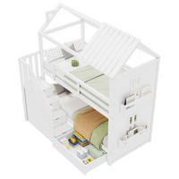 ETAGENBETT 90/200 cm weiß aus Massivholz und MDF mit Stauraumtreppe - Weiß, Holz (90/200cm) - OKWISH