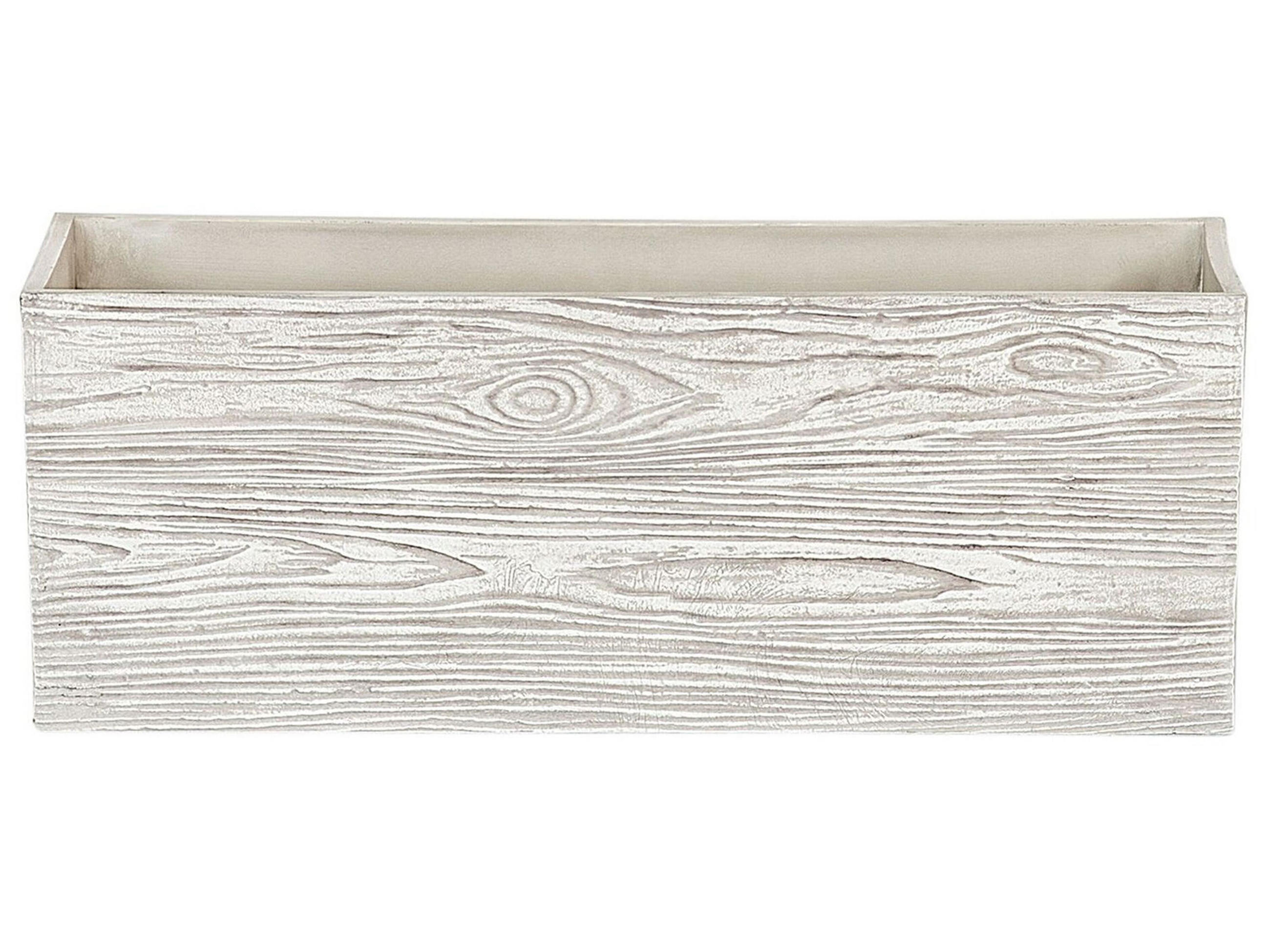 BLUMENTOPF weiß Holzoptik rechteckig 42/13/15 cm Paos - Weiß, Naturmaterialen (15cm) - Beliani