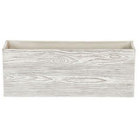 BLUMENTOPF weiß Holzoptik rechteckig 42/13/15 cm Paos - Weiß, Naturmaterialien (15cm) - Beliani