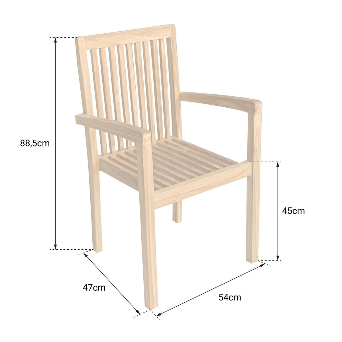 GARTENSTÜHLE Java 4er-Set - Braun, Holz (54/88.5/47cm) - Happy Garden