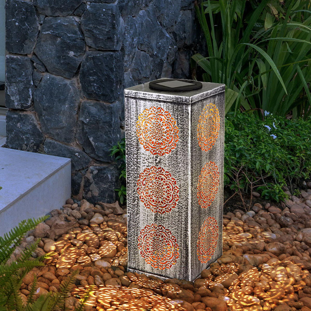 LED AUSSENLEUCHTE Silber gemustert - Silberfarben, Metall (10.2/10.2/26cm)