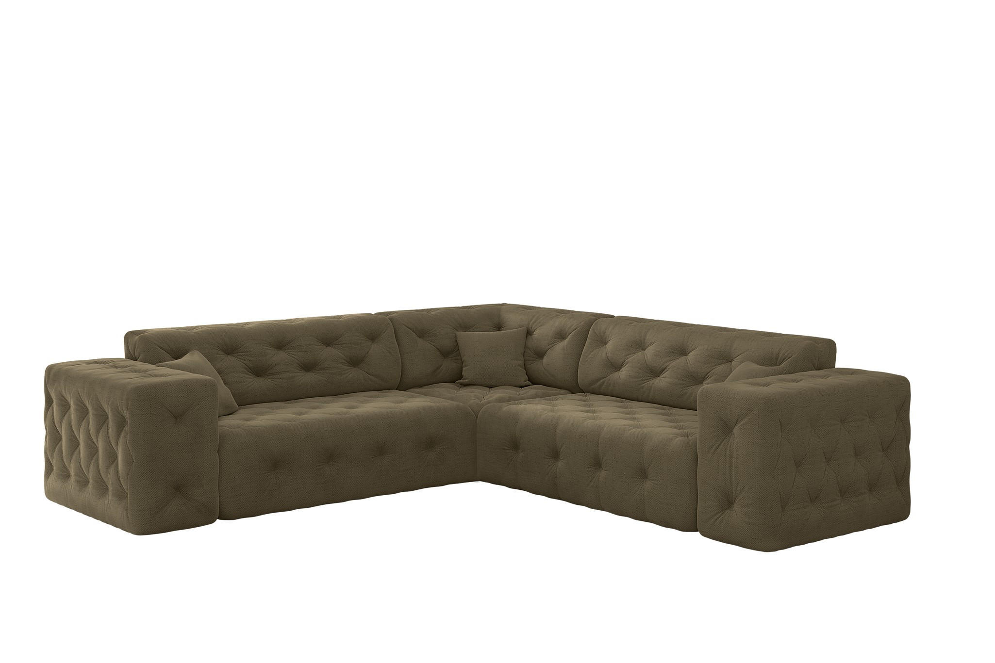 ECKSOFA Chantal In Moly - Grün, Holzwerkstoff/Textil (246/246cm) - Fun Möbel