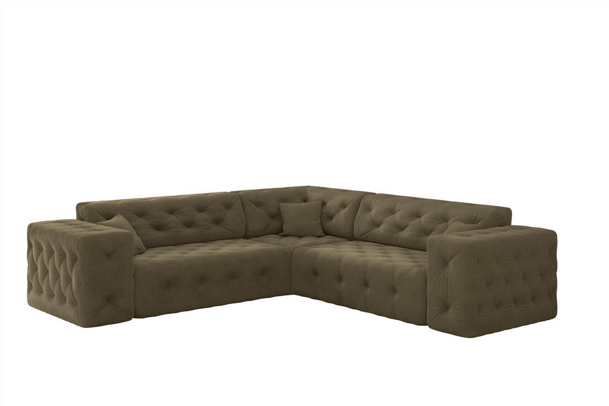 ECKSOFA Chantal In Moly - Grün, Holzwerkstoff/Textil (246/246cm) - Fun Möbel