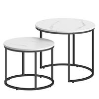 COUCHTISCH 2er Set rund marmor - Schwarz, Holzwerkstoff (53/53/45cm) - Mat-Haus
