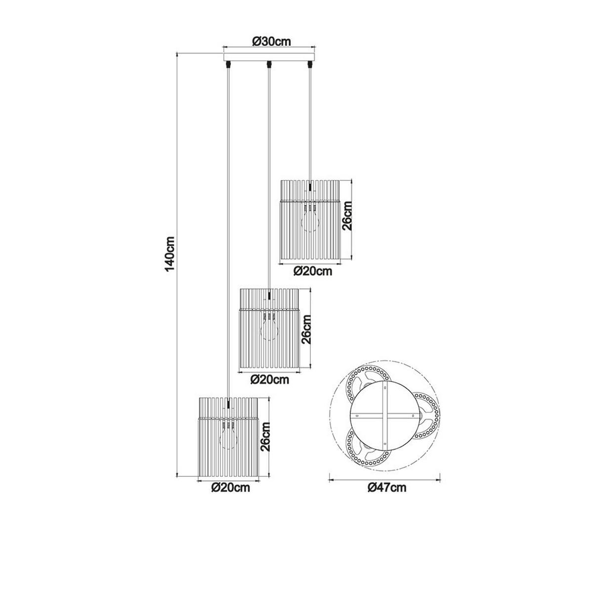 HÄNGELEUCHTE Gorley Metall/Glas Beige, höhenverstellbar - Beige, Glas (47/47/140cm) - Globo Lighting
